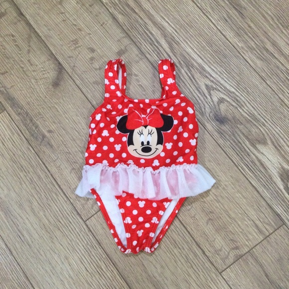 12 Months Red Disney Minnie Mouse Swimsuit - Picture 1 of 3